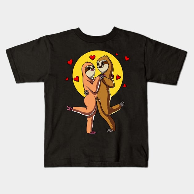 Cute Sloth Couple Kids T-Shirt by underheaven